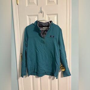 L.L.Bean Teal Quarter-Button Pullover